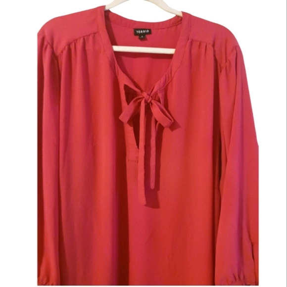 Torrid Peasant Rusty Mauve With Bow Plus Size Boho Blouse - Picture 2 of 10